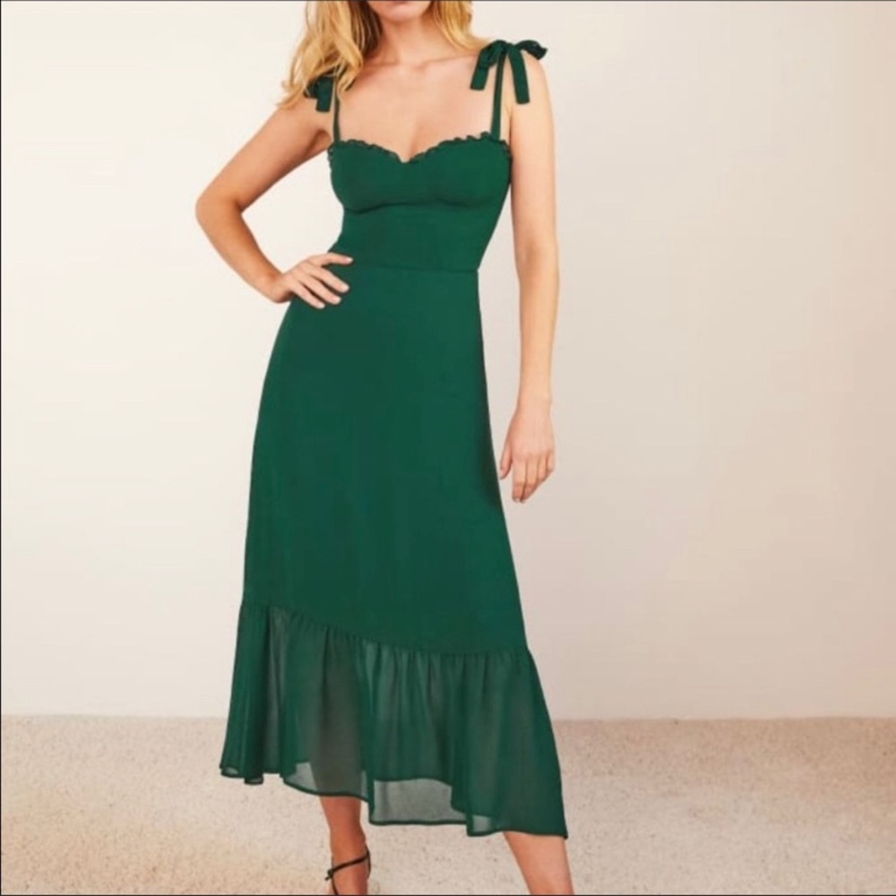 Reformation Nakita dress in Emerald